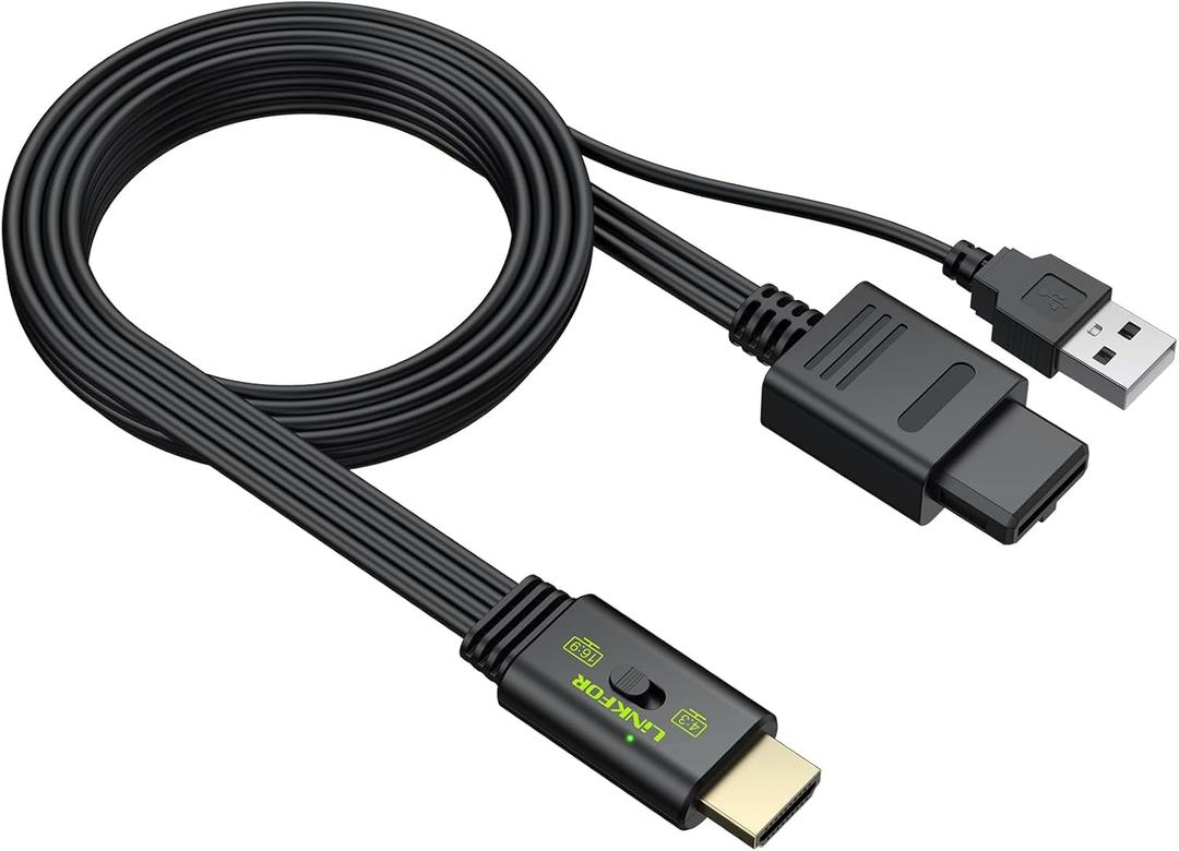 LiNKFOR N64 to HDMI Converter, 16:9/4:3 Conversion Mini Composite CVBS Audio Video Adapter Supports PAL/NTSC for N64/NGC/SNES