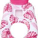 2 in 1 Floating Recliner Pool, Deluxe Inflatable Pool Float Adult with Backrest and Cup Holder, Cool Fun Pool Chair Float Bed, Pool, Beach, Enjoy Vacation, Age 15 + (pink)