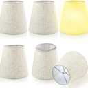 6Pcs Small Lamp Shade, Mini Barrel Lampshades Clip On Bulb Handmade Natural Linen Lampshades Replacement for Table Chandelier Wall Lamp Mini Lamp Shade Home Decor - 3.5x5x5.5 Inch