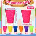 Domensi 12 Pack Tiki Plastic Cups Bulk 10oz Hawaiian Cups Hard Plastic Material Tiki Statue Drinking Cup for Summer Luau Party Drinkware Supplies