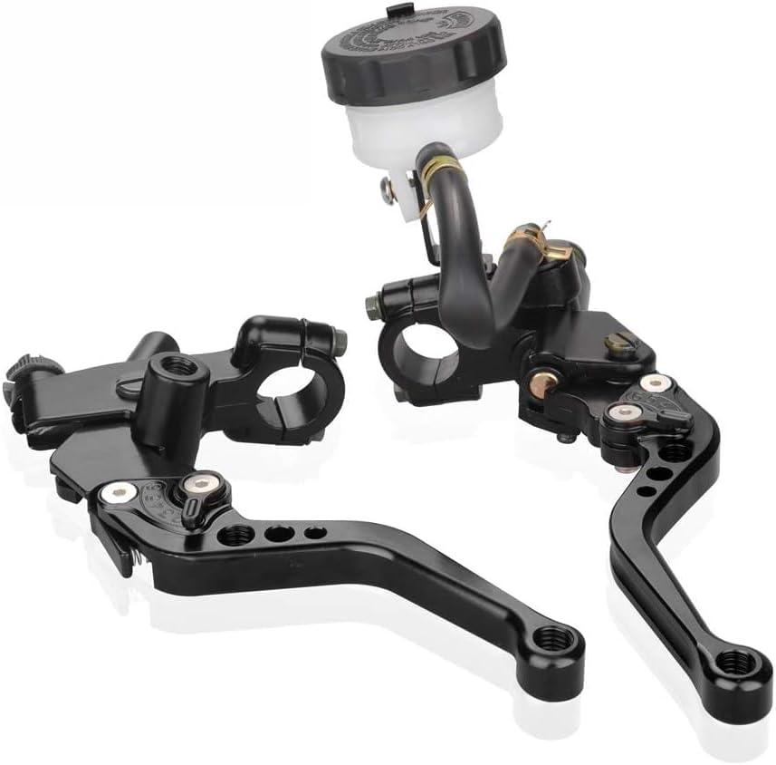 LKV Motorcycle Brake Clutch Pump Lever Set - 7/8" (22mm) Handlebar - w/Hydraulic Master Cylinder & Reservoir - Universal Fit for Honda, Yamaha, Kawasaki, Suzuki from 250CC to 500CC
