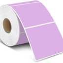 iEager Purple Square Thermal Label Stickers, 3" x 3" Self-Adhesive Square Direct Thermal Labels with Perforation Line, 500 Sheets/Roll