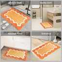Scalloped Orange Bathroom Rugs Mat,Non Slip Absorbent Quick Dry Bath Mats for Shower Room,Plush Microfiber Bath Rug for Bathroom Floor Washable Carpet for Shower Tub Sink Bedroom,20"x32"
