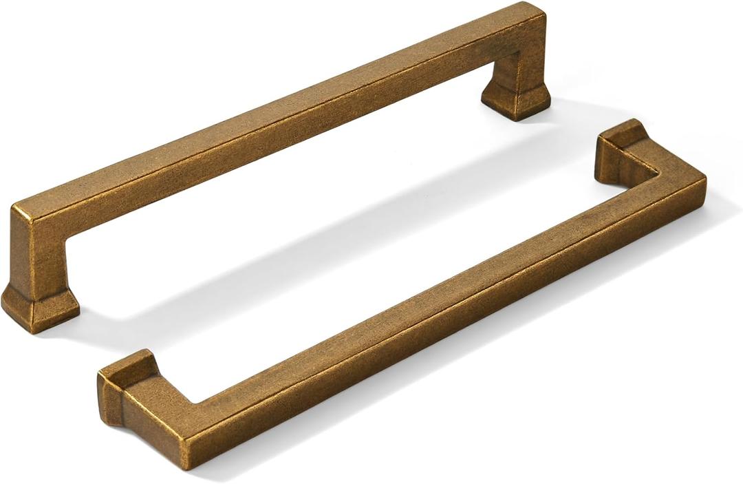 khtumeware 10 Pack 6inch(152mm) Hole Center Vintage Antique Brass Cabinet Pulls Heavy-Duty Solid Cabinet Hardware Pulls for Kitchens, bathrooms and Dresser Handle