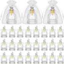 Holy Water Bottles Catholic Bulk Glass Baptism Favors for Guests Christian Water Container with Cross Organza Bags Bow for Holy Communion Gifts Church Wedding Baptism (24, Pure White)