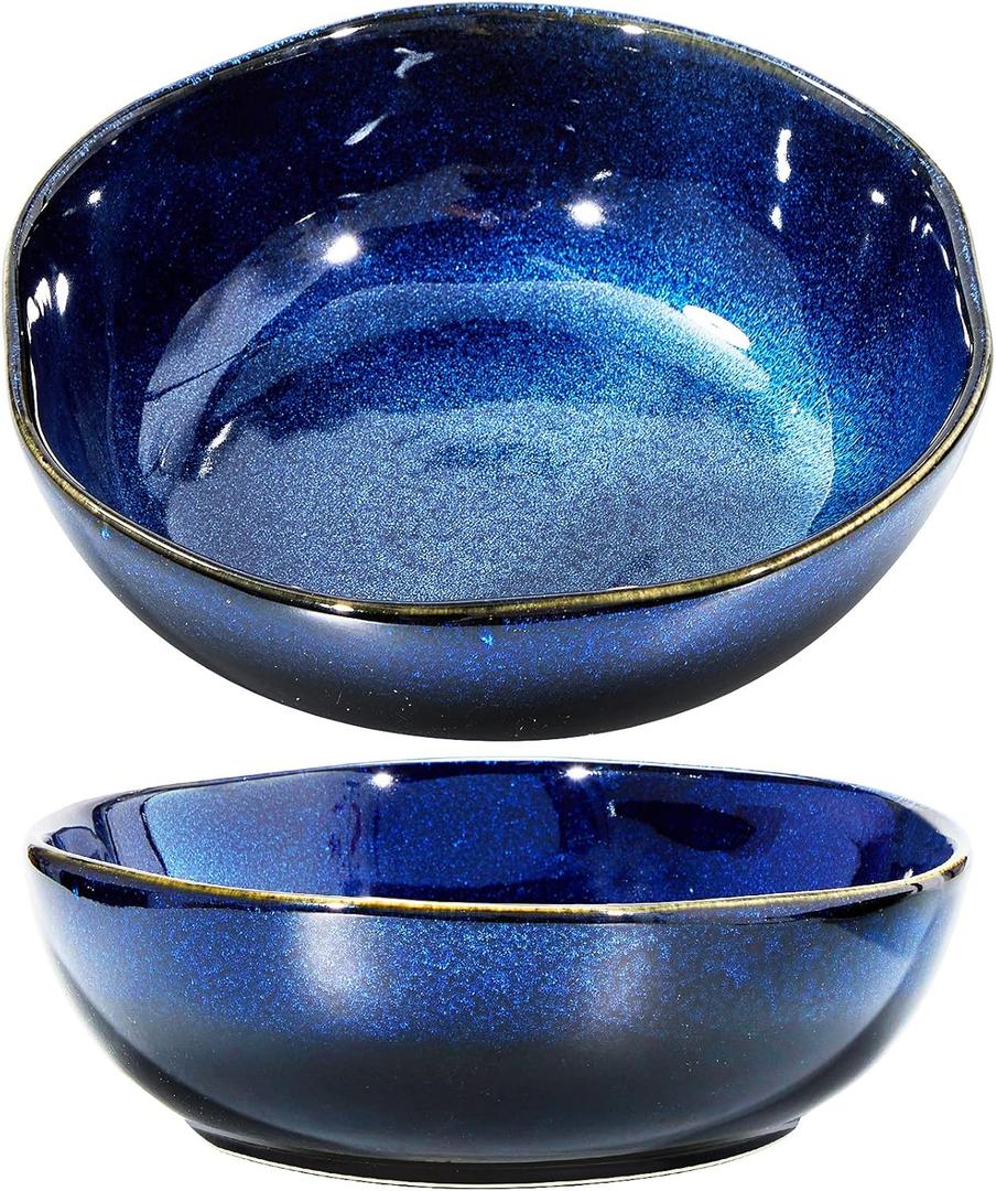 Patelai 2 Pieces Ceramic Fruit Bowl - 47 oz Decorative Pedestal Bowl for Kitchen Counter, Table Countertop & Fruit Bread Candy Snacks Organizer