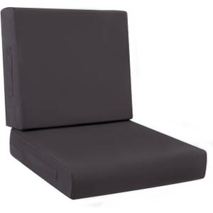 HEBE Outdoor Chair Cushions Set 24 x 24 Inch Waterproof Deep Seat Patio Cushion for Patio Furniture with Fade Resistant, Removable Cover & Handle for Sofa Couch, Grey