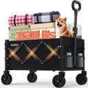 Collapsible Foldable Wagon with Wheels Heavy Duty Folding Wagons Carts 360LBS Weight Capacity Portable All Terrain Utility Wagon Cart for Groceries Sports Garden Shopping Camping Beach