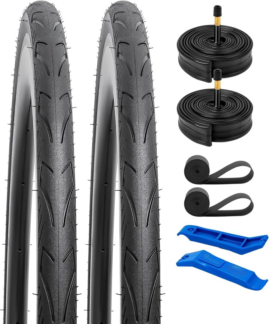 YUNSCM 700C Lightweight Bike Tires 700x35C (ETRTO 37-622) and 700C Bike Tubes - 60TPI Nylon, Puncture-Resistant, Compatible with Bike Tires 700x33C/34C/35C/36C/37C- 2 PCS (Y-573)