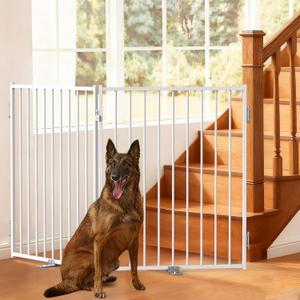 No Pawblems Free Standing Dog Gate, 36'' Tall Foldable Dog Fence for Indoor & Outdoor, Up to 52 Inch Extra Wide Puppy Gate for Stairs, Hallways, Doorways, Deck, Yard (White, 2 Panels)