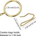 Hotop 60 Pieces 1.26 Inch Metal Drapery Curtain Rings Curtain Hanging Rings and 60 Pieces Metal Drapery Pin Hooks for Drapes Window Door Shower (Gold)