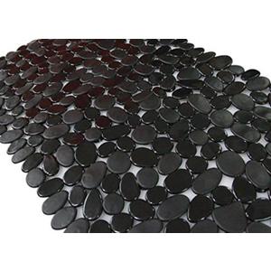 SONGZIMING Non-Slip Pebble Bathtub Mat Black 16 W x 35 L Inches (for Smooth/Non-Textured Tubs Only) Safe Shower Mat with Drain Holes, Suction Cups for Bathroom