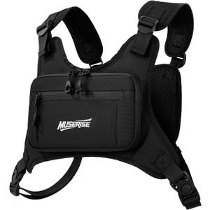 Muserise Sports Chest Bag For Men Women, Water Resistant Lightweight Front Chest Pack, Running Vest Bag With Built-In Phone Holder & Extra Storage For Workouts, Running, Cycling
