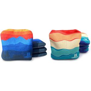 Professional Dual Sided Cornhole Bags- 16 oz 6x6 w/Premium Resin Fill - Official Tournament Slide/Stick Pro Bean Bags - Regulation/Approved (Sunset/Summer Waves)