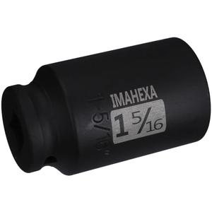 IMAHEXA 1/2" Drive 15/16 Inch SAE Deep Impact Socket 6-Point Cr-Mo Steel Socket, 3 Packs