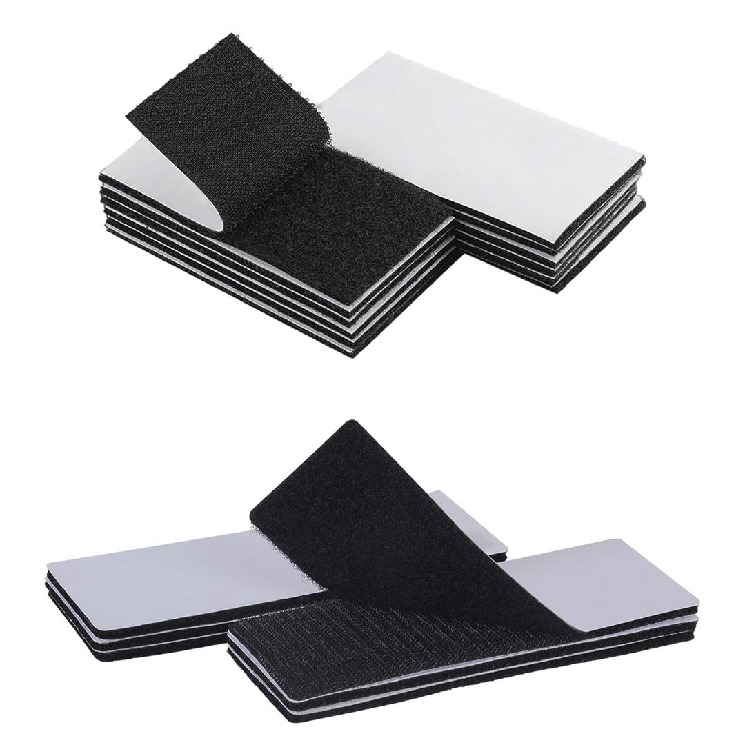 Melsan 2x4 Inch and 2x6 Inch Adhesive Square Hook and Loop Tape for Indoor or Outdoor Use - Instead of Holes and Screws, Black