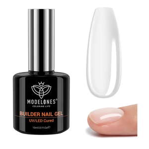 modelones Builder Nail Gel, 7-in-One Clear Builder for Nails, LED Lamp Cured Color Rubber Base Gel Polish Coat Strengthener Thickening Extension Rhinestone Glue in a Bottle for DIY Home Salon Gifts