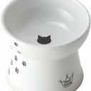 Necoichi Raised Cat Food Bowl  Ceramic Elevated Cat Bowl for Whisker & Neck Fatigue, Dishwasher Microwave Safe  Non-Slip & Anti Vomiting Ergonomic Design (Cats, Large, 2-Cup Capacity)