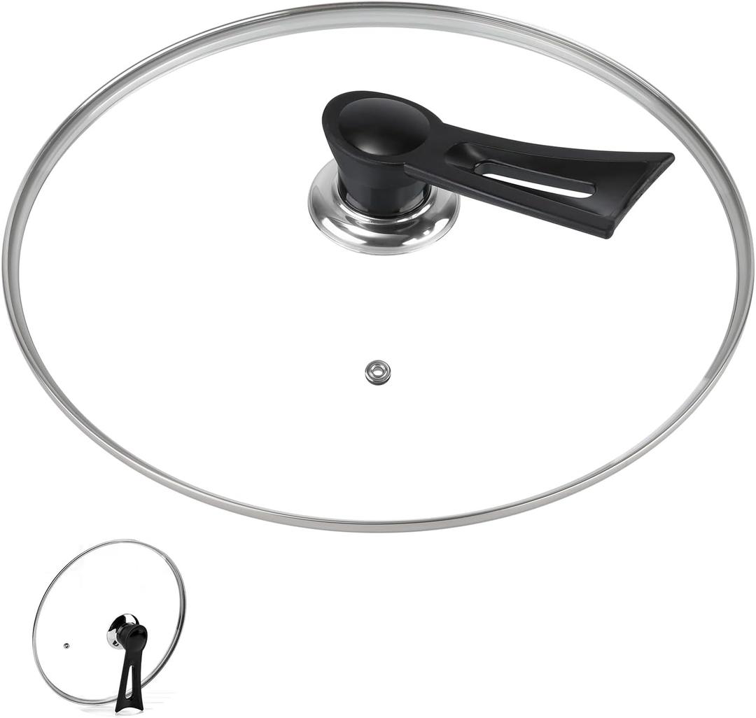 10.5 Inch Pan Lid, Universal Pot Lid, Support Vertical Placement, 4mm Clear Tempered Glass, Compatible with Dishwasher and Ovens