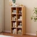 OSCHF 8-Cube Storage Shelf Bookcase - Wooden 4-Tier Floor Standing Open Bookshelf for Home and Office, Display Cabinet, Oak