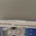 Comfort Zone Window Fan for Bedroom, 9 inch 3 Speed Dual Fans with Auto-Locking Expanders, 3 Modes (Cool, Circulate, Exhaust), Remote Control, Fabric Cover plus Bug Screen, White