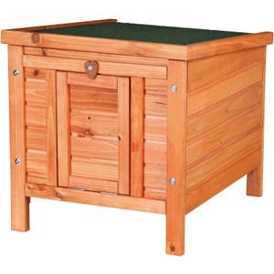 TRIXIE natura XS Small Animal House - Outdoor/Indoor Rabbit Hideout with Hinged Roof & Raised Floor - Solid Wood House with Entry Ramp, Weather-Resistant Home for Bunnies & Guinea Pigs - Brown (16.5 x 20.1 x 16.9)