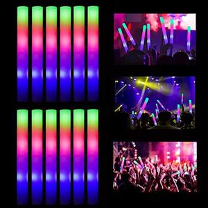 ColorHome Glow Sticks Bulk, 52 Pcs LED Foam Sticks Light Up Batons Party Favors with 3 Modes Colorful Flashing, Glow in the Dark Party Supplies for Party Wedding Birthday Concert Halloween Christmas