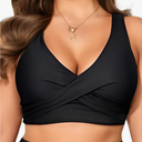 Women Plus Size Bikini Top - Twist Front Swimsuit Top Push Up Full Coverage Bathing Suit 2025 Swim Bra for Large Bust, Size M