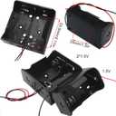 4PCS D Shape Uncapped Battery Pack with Cord with Leads 1x1Size 1.5V 2x1Size 3V Cord Length 15cm Black DIY Battery Box