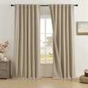 DUALIFE 100% Blackout Curtains 120 Inches Long 10 ft Tall, Extra Long Curtains Linen Textured Thermal Insulated Curtains & Drapes for Bedroom, Living Room - Taupe W50x L120