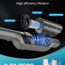 Zefiro Compact Powerful Cordless Handheld Vacuum, Rechargeable Portable Car Vacuum for Car & Pet Hair, 25000PA High Power Suction, XL Dust Cup, 2 Brushes & Filters, Long Runtime with Charger