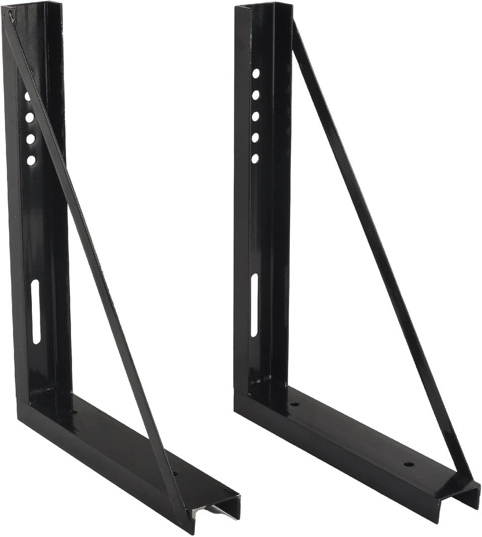 18x24 Bolted Steel Mounting Brackets for Trailer Tool Box, Set of 2 - Black