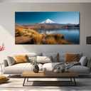 Landscape Canvas Wall Art Large Blue Lake and Mountain Artwork 24"x48"
