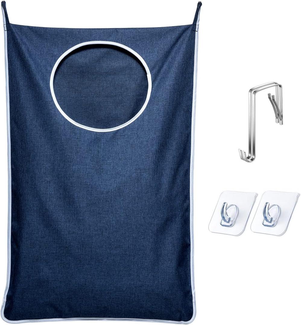 KEEPJOY XL Hanging Laundry Hamper Bag, Large 36"x22" Clothes Hanging Hamper with Strong Hooks for Dirty Clothes Laundry Storage Bag (Blue,1-Pack)