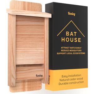 Bat House - Handcrafted Bat Box for Outside from Cedar Wood - Weatherproof Bat Houses for Outdoors - Bat Boxes Designed to Attract Bats - Easy for Bats to Land and Roost (Natural, One Chamber)