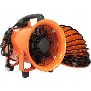 Utility Blower Fan 10 Inch Portable Axial Exhaust Fan 350W/2.6A 1600CFM High Velocity Ventilator with 16FT Duct Hose for Exhausting & Ventilating at Home and Job Site