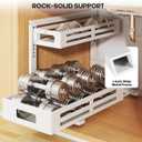 2 Pack 19IN-Depth Under Sink Organizer,Pull Out Cabinet Organizer With Smooth Cylindrical Rail,Metal Slide Out Drawer for Kitchen Bathroom Laundry,8-Level Tool Free Height Adjustable-White, 2 Pack-19"dx9.5"-16.7"h