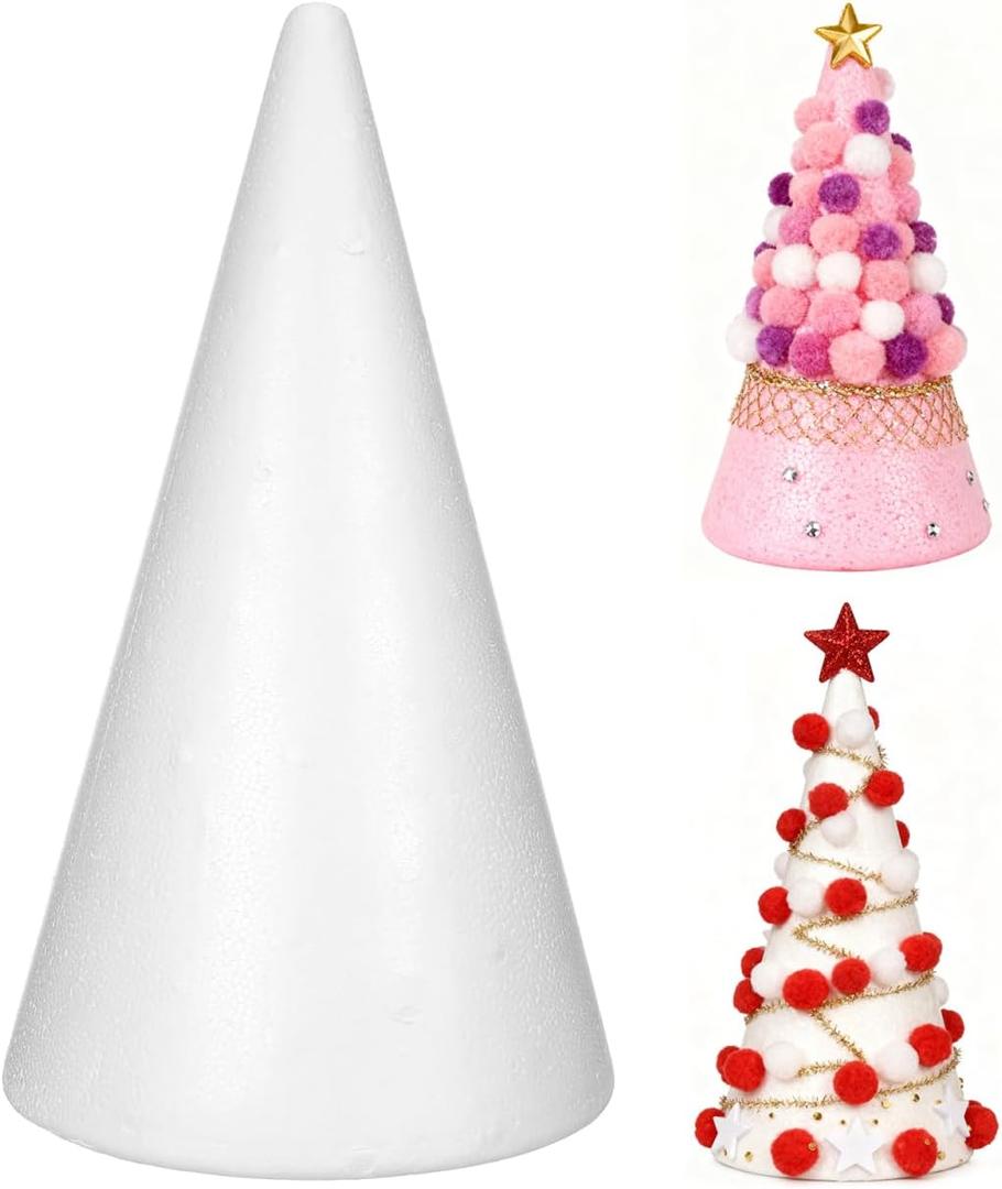 Operitacx 1pcs Foam Cones for Crafts - 13. 5 Inch Solid Polystyrene Foam Cone for DIY Christmas Tree Base, Floral Arrangement, School Projects, Holiday Decorations