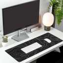 Long Gaming Mouse Pad Extended Anime Large Desk Pad with Non-Slip Base Full Keyboard Mat with Stitched Edges for Gaming and Office 31.5 x 11.8 inches (Black Geometry)