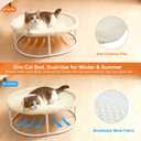 Elevated Cat Hammock Bed - 66LBS Weight Capacity Cat Bed for Large Indoor Cats & Small Dogs, All-Season Plush & Breathable Mesh Mat, Raised Pet Supplies with Sturdy Metal Frame, Cream White