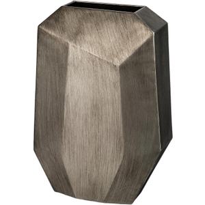 16" Tall Geometric Vases, Home Dcor Silver Modern Rectangular Vases with Angular Front and Back, Contemporary Industrial Metal Vases for Office Home Resto Caf Decoration