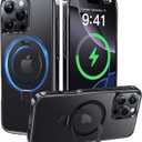 Alphex Titanium Stand Case for iPhone 16 Pro, Polished Black Titanium, Military Grade Drop Protection, Magnetic Stand, Slim 6.3 inch Phone Case