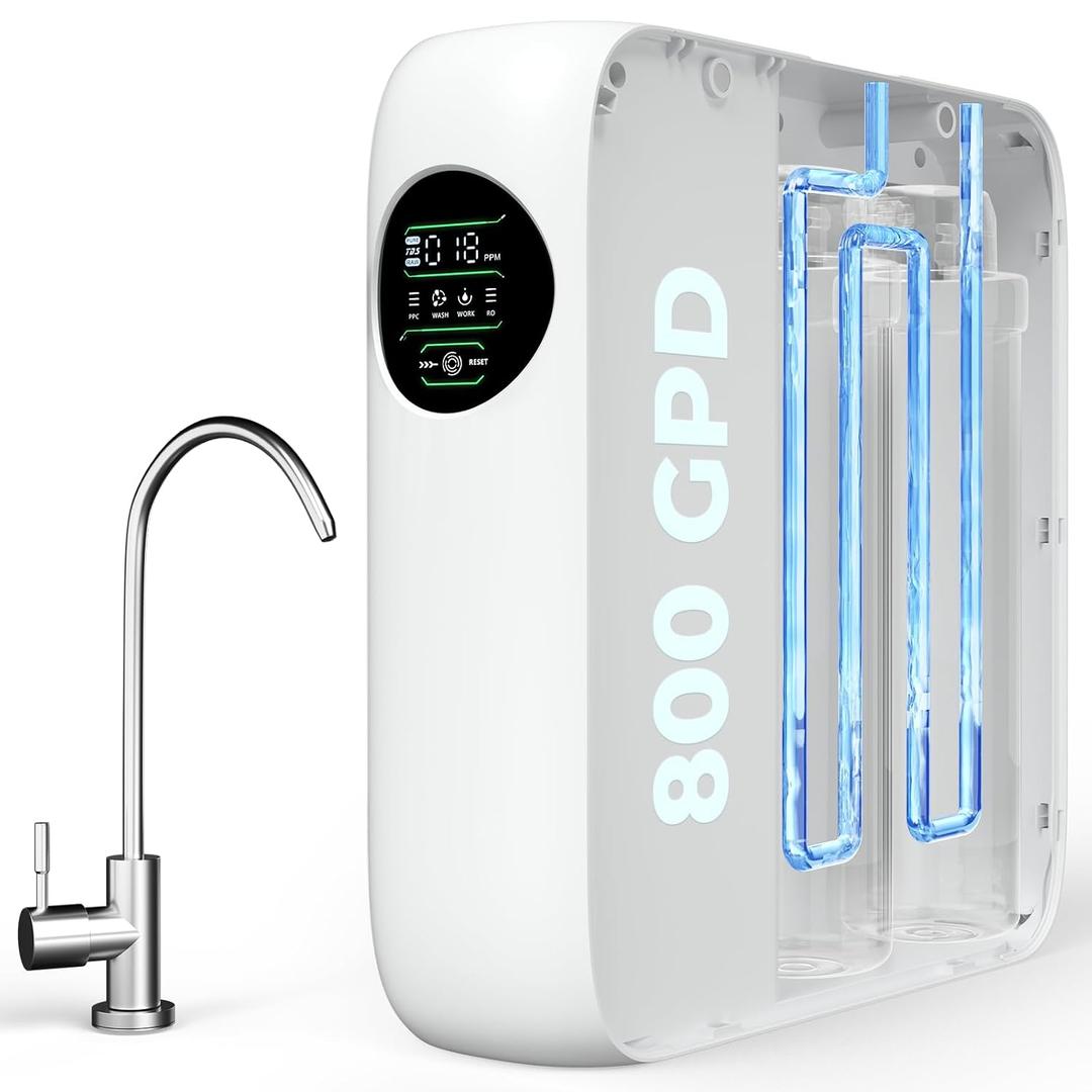 Reinmoson 800GPD Reverse Osmosis System NSF Certified TDS Reduction, 7 Stage Tankless Reverse Osmosis Water Filter System Under Sink 2.5:1 Pure to Drain RO Water Filtration System