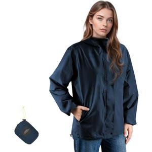 SOPPY Rain Jacket Women Waterproof Jacket With Hood Lightweight Raincoat with Pockets Windbreaker Breathable Rain Coats (Black, L)
