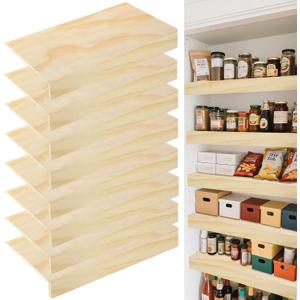 8 Pcs Wooden Shelf Covers 24 x 12 Inch,Wire Rack Covers for Pantry Wood Shelf Liners-0.2 inch Thick,Weight Pantry Shelf Cover Removable Wood Shelves Covering for Closet Kitchen Pantrys Bathroom (8)
