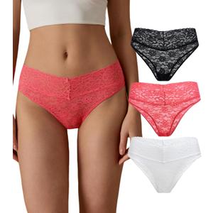 SHARICCA Lace Underwear for Women Sexy Cheeky Biknis Panties Soft Hipsters Pack (M)