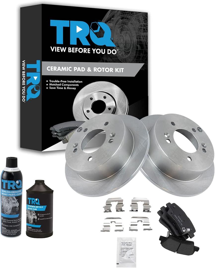 TRQ Rear Brake Pad & Rotor Kit Ceramic Compatible with 2009-2010 Hyundai Sonata