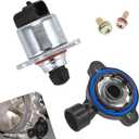 2 PCS Throttle Position Sensor Idle Air Control Valve, Auto Control Valve Sensor Kit, Compatible with Chevrolet, Buick, GMC (Silver & Black)