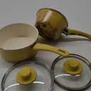 GreenLife Soft Grip 1QT and 2QT Saucepan Set, Healthy Ceramic Nonstick, Non Toxic PFAS & PFOA-Free, Dishwasher Safe, Glass Lids, Stay-Cool Handles, Easy Clean Cookware, Kitchen Essentials, Yellow