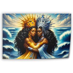 Love God Oshun And Water God Ye Miya Poster Canvas Print Wall Art Decor Living Room Office Bedroom 24x16inch(60x40cm) Unframe-style